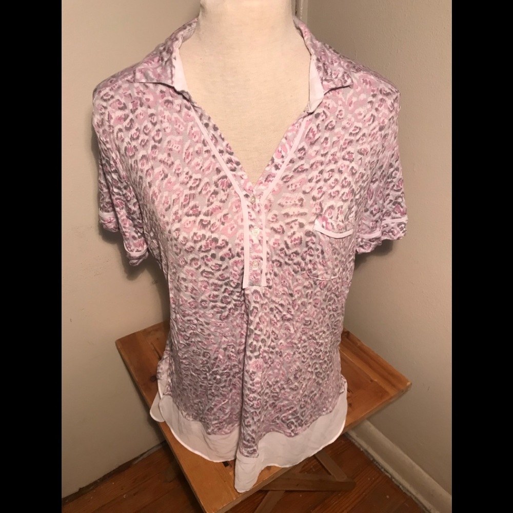 Simply Vera Wang Animal Print PJ Top-SZ L